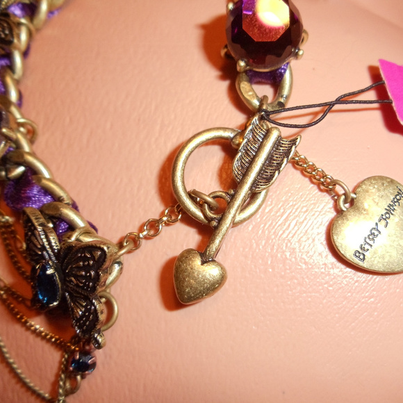 BETSEY JOHNSON BUTTERFLY CHARM BRACELET CRYSTAL rhinestone B3 vintage gypsy doll - Picture 4 of 5